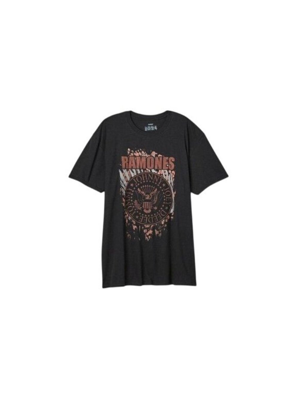 Ramones Band Tee Black Graphic T-Shirt With Distressed Logo Design